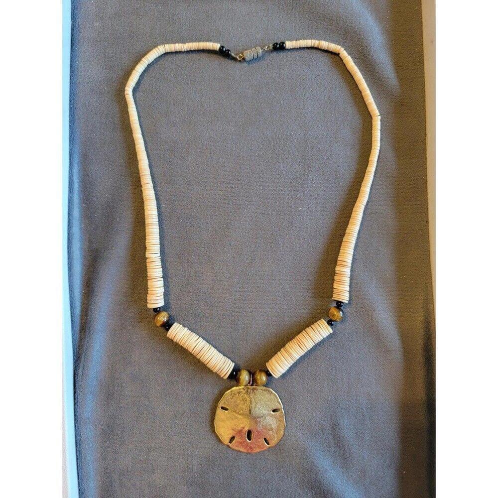 Gold Tone Sand Dollar And Shell Necklace